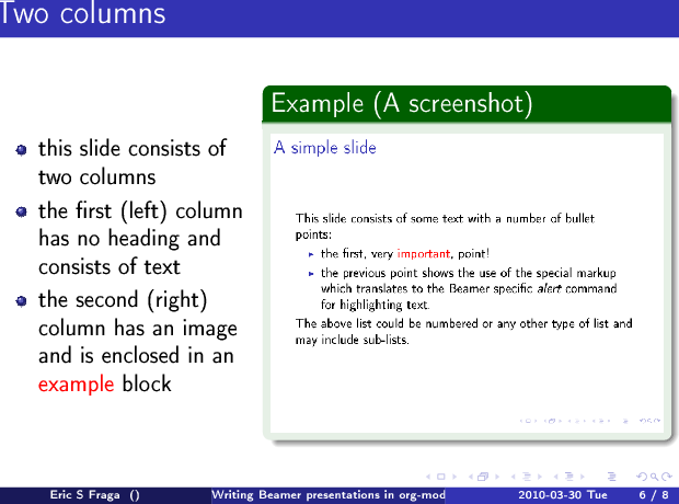 parts in beamer presentation